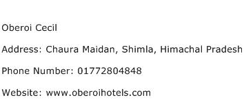 Oberoi Cecil Address Contact Number