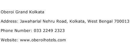 Oberoi Grand Kolkata Address Contact Number