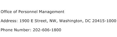 Office of Personnel Management Address Contact Number