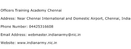 Officers Training Academy Chennai Address Contact Number
