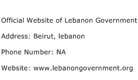 Official Website of Lebanon Government Address Contact Number