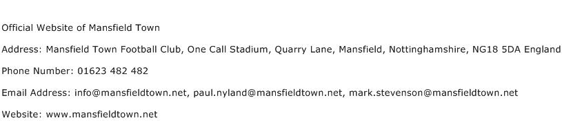 Official Website of Mansfield Town Address Contact Number
