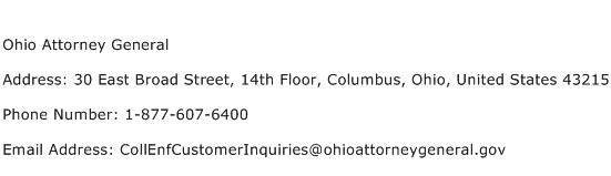 Ohio Attorney General Address Contact Number