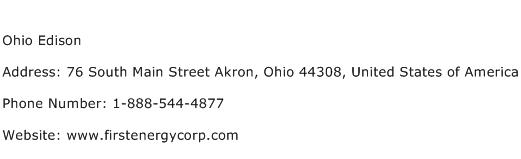 Ohio Edison Address Contact Number