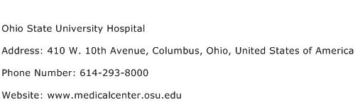 Ohio State University Hospital Address Contact Number