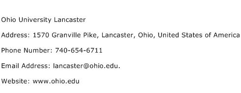 Ohio University Lancaster Address Contact Number