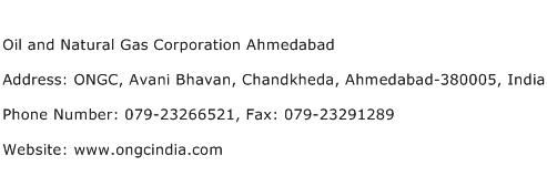 Oil and Natural Gas Corporation Ahmedabad Address Contact Number