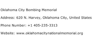 Oklahoma City Bombing Memorial Address Contact Number