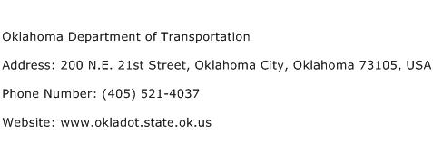 Oklahoma Department of Transportation Address Contact Number