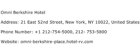 Omni Berkshire Hotel Address Contact Number