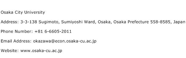 Osaka City University Address Contact Number