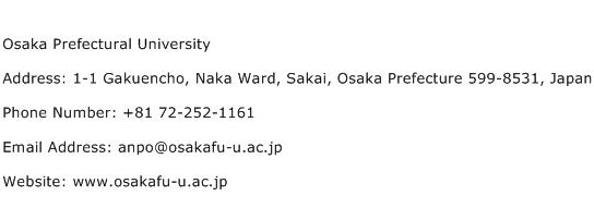 Osaka Prefectural University Address Contact Number