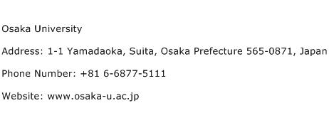Osaka University Address Contact Number
