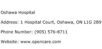 Oshawa Hospital Address Contact Number
