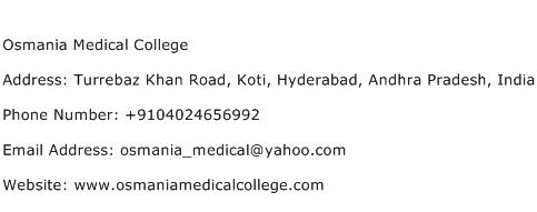 Osmania Medical College Address Contact Number
