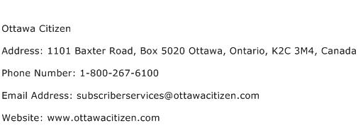 Ottawa Citizen Address, Contact Number of Ottawa Citizen