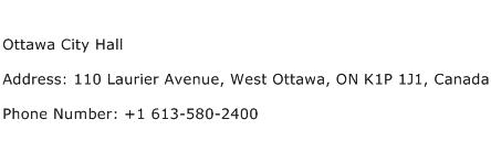 Ottawa City Hall Address Contact Number