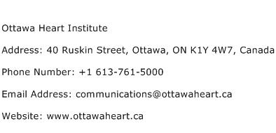 Ottawa Heart Institute Address Contact Number