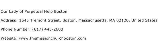 Our Lady of Perpetual Help Boston Address Contact Number