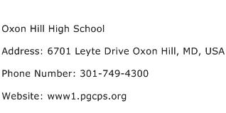 Oxon Hill High School Address Contact Number