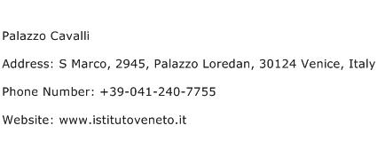 Palazzo Cavalli Address Contact Number