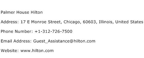 Palmer House Hilton Address Contact Number