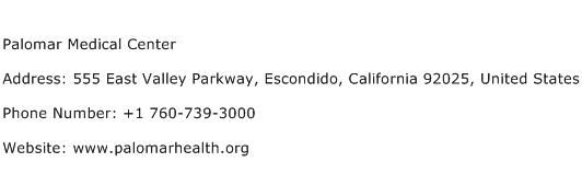Palomar Medical Center Address Contact Number