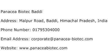 Panacea Biotec Baddi Address Contact Number