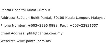 Pantai Hospital Kuala Lumpur Address Contact Number
