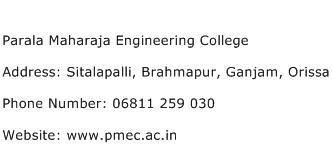 Parala Maharaja Engineering College Address Contact Number