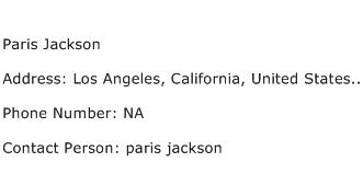 Paris Jackson Address Contact Number