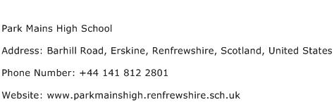 Park Mains High School Address Contact Number
