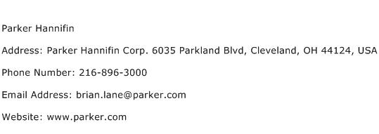 Parker Hannifin Address Contact Number