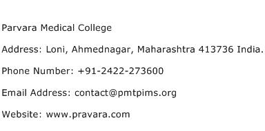 Parvara Medical College Address Contact Number