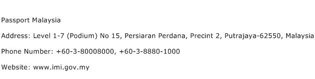 Passport Malaysia Address Contact Number