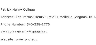 Patrick Henry College Address Contact Number