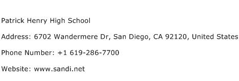 Patrick Henry High School Address Contact Number