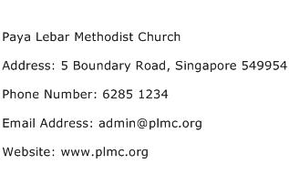 Paya Lebar Methodist Church Address Contact Number