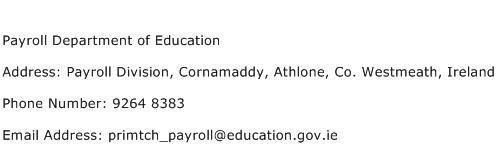 Payroll Department of Education Address Contact Number