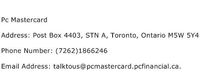 Pc Mastercard Address Contact Number