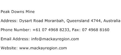 Peak Downs Mine Address Contact Number