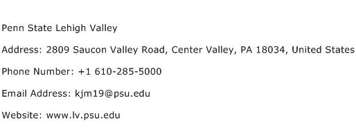 Penn State Lehigh Valley Address Contact Number