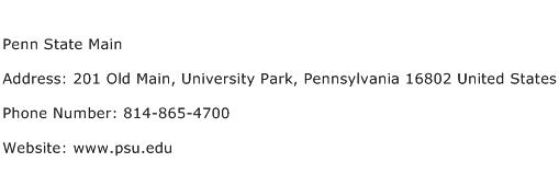 Penn State Main Address Contact Number