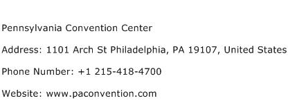 Pennsylvania Convention Center Address Contact Number