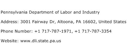 Pennsylvania Department of Labor and Industry Address Contact Number