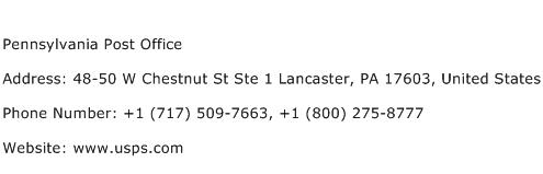 Pennsylvania Post Office Address Contact Number