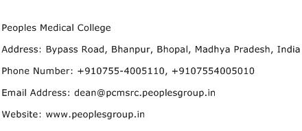 Peoples Medical College Address Contact Number