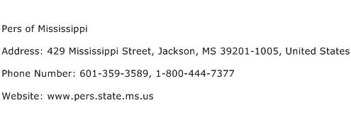 Pers of Mississippi Address Contact Number