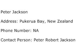 Peter Jackson Address Contact Number