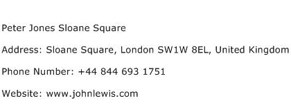 Peter Jones Sloane Square Address Contact Number